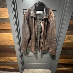 Calvin Klein Vintage Chocolate Brown Buttery Smooth Leather Jacket, Size XL